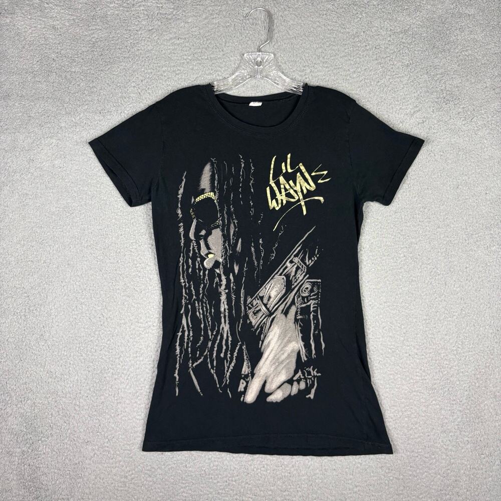 Vtg Bay Island Lil Wayne T-shirt Women’s XL Black Y2K Hot Topic Hip Hop Grunge